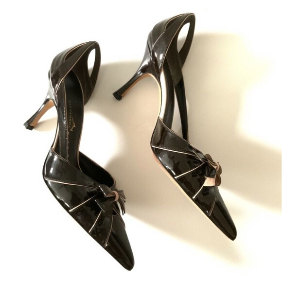 Alexandra Neel Pumps Women Size 38 US 8M Brown Patent Leather Point-toe Heels - Picture 5 of 11